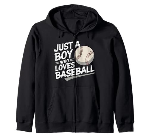 Just A Boy Who Loves Baseball Funny Sports Fan Hombres y Niños Sudadera con Capucha