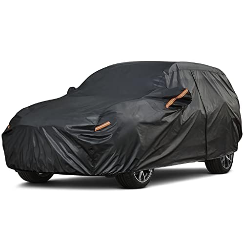 Kayme SUV Car Cover Custom Fit for Volkswagen VW Tiguan Allspace, BMW X1, Kia Sportage Windproof Upgraded & 100% Waterproof. All-Weather Full Exterior Cover Rain Sun Protector with Towel.