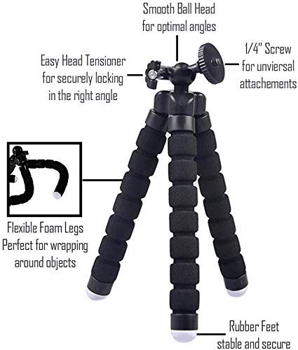 Gearfend 6.5” Flexible Universal Tripod, Smartphone Tripod Mount Compatible With All Iphones, Samsung Phones And Most Mobile Phones Plus Microfiber Cloth #TOP2