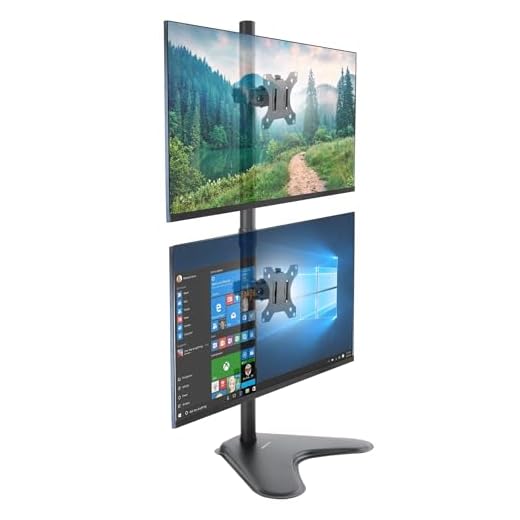 Mount-It! Suporte para mesa de dois monitores | 2 telas verticais empilháveis | dois monitores 24 27 29 30 32 polegadas | altura giratória inclinada ajustável | VESA 75 100 compatível