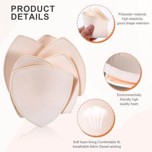 Yolev 12 Pairs Bra Inserts Pads Triangle Removable Sports Bra Pads Inserts Sewn Edges Bras Cups Insert Replacement Breast Enhancers3