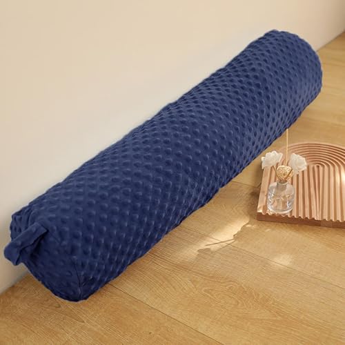 Eoieov 39IN Bolster Pillows for Neck Leg Bed, Plush Navy Blue Round Body Pillow for Camping Dorm,Long Cylinder Cervical Roll Body Cushion with Removable Washable Cover