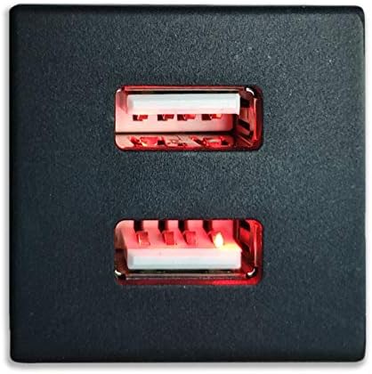T5 OEM Dual USB Phone Charger ports for VW/Volkswagen T5 - Flat Blank Style in Red (STANDARD T5-2003-2009 ONLY)