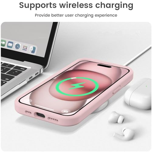 Vooii Compatible with iPhone 15 Plus Case, Upgrade Liquid Silicone [Enhanced Camera Protection] [Soft Anti-Scratch Microfiber Lining] Shockproof Phone Case for iPhone 15 Plus 6.7 inch - Pink Sand by Vooii - Used condition - Image 7