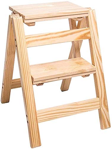 Taburete plegable de madera con peldaños para cocina y oficina
