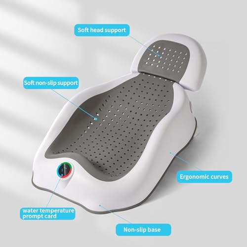 WYFWFDF Baby Bathtub Removable Headrest Baby Bath Tub，Adjustable Baby Bath Seat for Bathtub or Sink Baby Bath Tub for Newborn Infant Non-Slip Quick-Drying Bath Support Toddler Bathtub Essential - Thumbnail 2