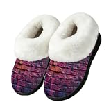 Myfsucce Fuzzy House Slippers for Women Men with Back Winter Bedroom Shoes
