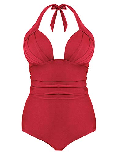 Everbellus One Piece Swimsuits for Women Sexy Bathing Suits Red Medium