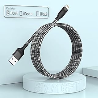 iPhone Charging Cable 5 m Long, Apple MFi Certified, Original Lightning to USB Cable, Fast Charge 16 ft Apple Charging Cable for Apple iPhone 13/12/11/XS/XSMax/XR/X/8/7 Plus/6/6s Plus SE/Pad