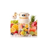 Portable Electric Juicer Cup with Zero Cord Hassle,USB Rechargeable Personal Blender for Shakes Smoothies,18000 Rpm High Speed w/Digital Display &Leakproof Lid,Automatic Cleaning with Straw & 2Lids