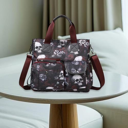 Skull Crossbody Bag for Women Unique Adjustable Gothic Large Capacity Handbag for Work, Travel 5