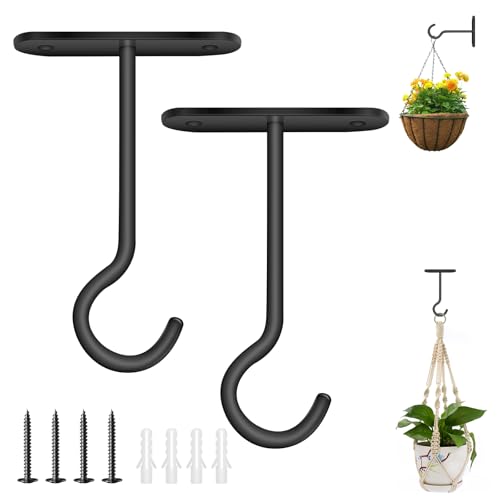 AMFUN 2 PCS Gancho, Maceta Colgante Gancho, Soporte de Cesta Colgante, para Plantas Colgantes, Comedero Pájaros Pared, Faroles, Campanas de Viento, Decoración de Jardín Exterior