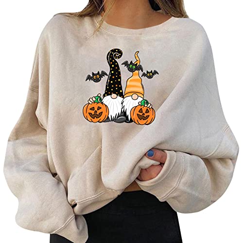 Halloween Pulls Tricoté Grande Taille Femme Pull Col Rond
