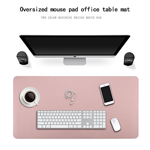 Jian Ya Na Tapis de bureau étanche en similicuir double face - 2 mm dépaisseur 80 x 40 cm Pink + Silver