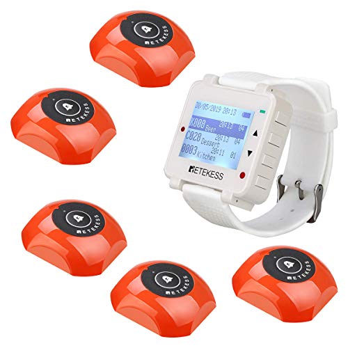 Retekess T128 Wireless Calling System Service Call Button Vibration Buzzer Restaurant Customise Customer