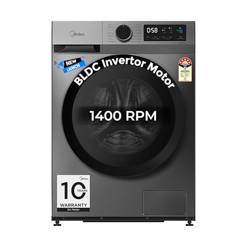 Midea 7 Kg 5 Star Fully Automatic Front Load Washing Machine with Inverter Motor, Self Clean Drum Technology, 15 Wash Programs (MFG17W70B/T-IND, Titanium Grey)