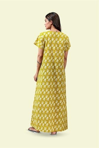 Image of NIHSAMAH Cotton Nighty for Women - Printed Stylish Night Gown, Comfortable Sleepwear Long Nightwear, Maxi