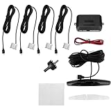 Radar de recul pour voiture - 4 capteurs - Moniteur de radar de recul - Capteur de stationnement universel pour voiture - Radar de recul (argenté)