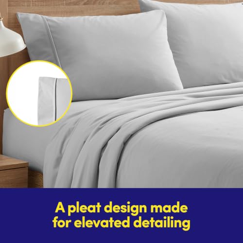 Image of Sweet Home Collection Flannel Sheet Set, Silver Queen, Deep Pocket Soft Brushed Microfiber All-Season Bedding with Fitted Sheet, Flat Sheet & Pillowcase(s)