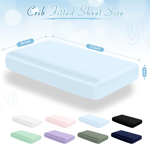 Image of Entisn 28x52 Satin Fitted Crib Sheet 2 Pack, Mint Green and Baby Blue | 8-Inch Deep Pocket Snug Fit, Silky Satin Protects Hair And Skin, No-Slip Reinforced Edges, Machine Washable Fade-Resistant