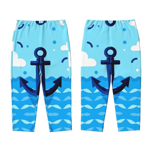 Pajama Pants Pajama Bottoms with Elastic Waistband Sleepwear Lounge PantsCartoon Ocean Anchor3