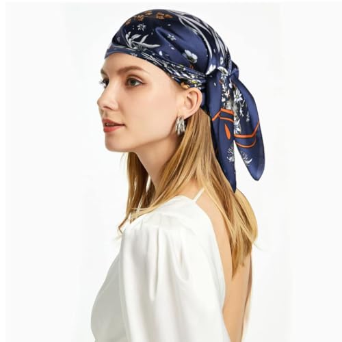 Silk Feeling Scarf Medium Square Satin Head Hair Scarf for Women 27.5 × 27.5 inches3
