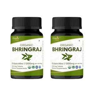 Bhringraj 120 Tablets | Eclipta Alba (Bhringraj) | USDA Organic Certified | Ayurvedic Hair Care* | Organic and Natural 120tab – Pack of 2