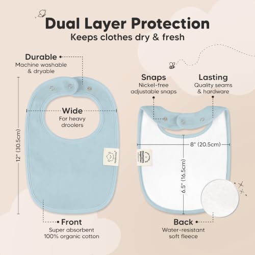 Image of KeaBabies 8-Pack Organic Baby Bibs for Drooling and Teething (Dawn) | Soft Cotton Bibs for Baby Girl, Boy, Extra Absorbent, Easy to Clean & Put On, Toddler, Newborn, Infant 0-24 Months