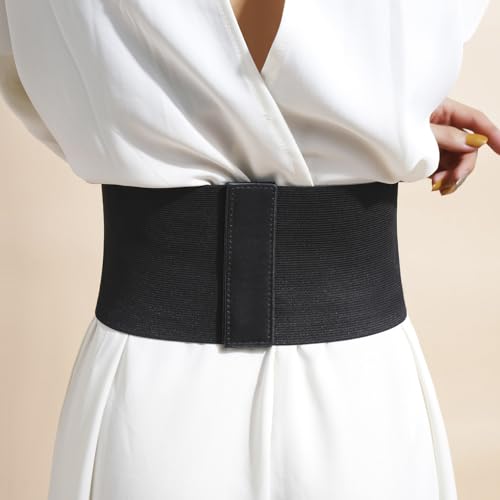 LIMHOO Espartilho de couro feminino elástico para fantasia cinto com cadarço amarrado Waspie esparti