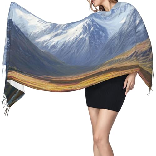 Women's Shawl Wrap Tassel Scarf, arctic landscape alaska mountains scenery - Oversize(77x27), Soft, Durability, Warm