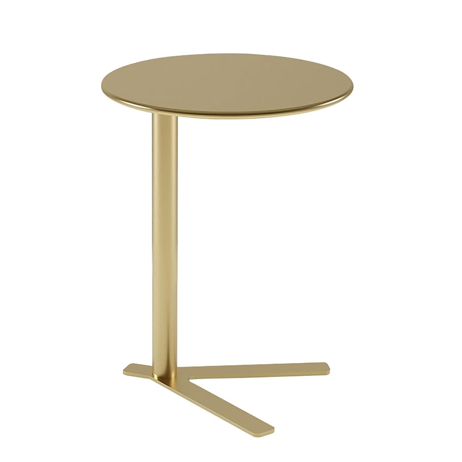 Mesa de centro auxiliar moderna en forma de V acabada en oro con base de acero al carbono de 48cm