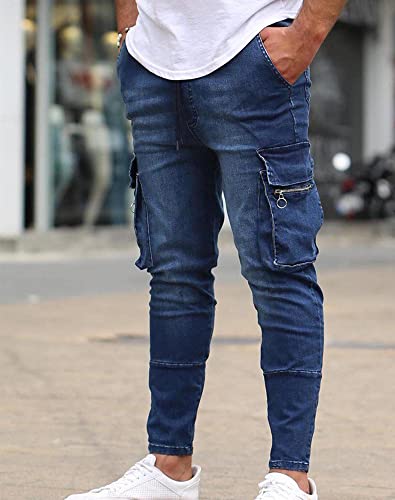 Mens Skinny Jeans Stretchy Slim Fit Denim Pants with Zip Pockets2