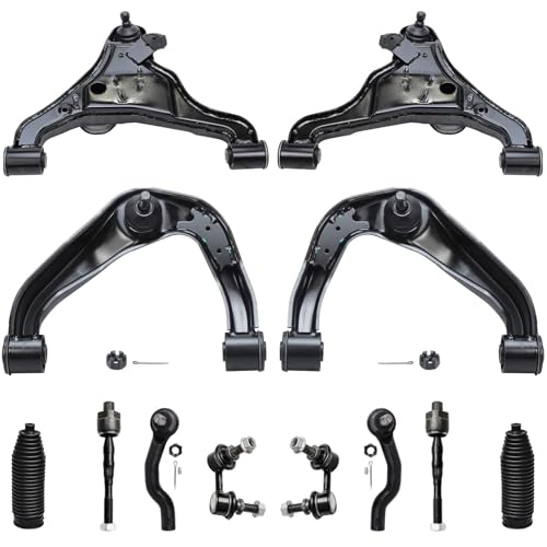 Image of Detroit Axle - Front End 12pc Suspension Kit for 05-12 Nissan Pathfinder 05-19 Frontier 05-15 Xterra, 4 Lower & Upper Control Arms 4 Outer & Inner Tie Rods 2 Sway Bars 2 Boots Replacement