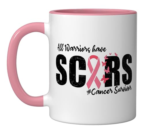 Taza de cerámica para sobrevivientes de cáncer rosa/blanca miniatura 1