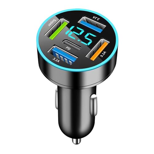 4 Ports Kfz-Ladegerät, USB, USB-Steckdose für Auto, mit LED Voltmeter, Adapter Schnellladung, kompakt und leicht, erweiterte Sicherheit, kompatibel mit Phone, Android, Pad 4 Ports Kfz-Ladegerät, USB, USB-Steckdose für Auto, mit LED Voltmeter, Adapter Schnellladung, kompakt und leicht, erweiterte Sicherheit, kompatibel mit Phone, Android, Pad