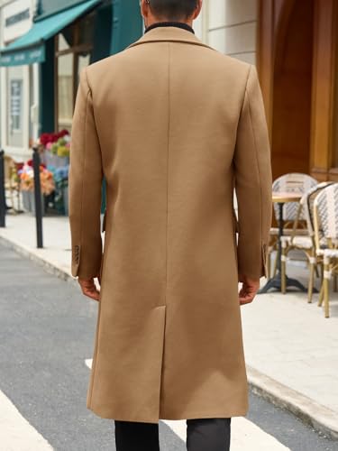 Runcati Mens Wool Blend Casual Trench Coat Notched Collar Lapel Long Jacket Double Breasted Classic Winter Overcoat3