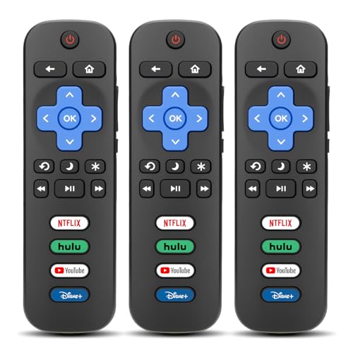 (Pack of 3) Replacement Remote Control for Roku TV, Compatible with TCL/Onn/Hisense Roku TV