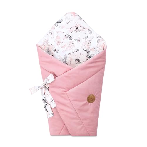 Totsy Baby Stillkissen klein Baumwolle 80 x 80 cm - stillhörnchen kleines still Kissen Nursing Breastfeeding Pillow für unterwegs Baumwolle mit Wilder Rose – Velvet Puderrosa