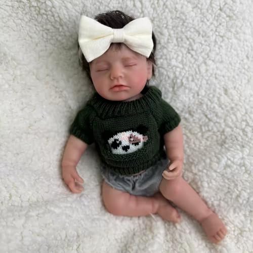 Realistische 12 Zoll Silikon Reborn Baby Puppe Mädchen-handgefertigte lebhafte geschlossene Augen geöffnet Mund Neugeborenes für Sammlergeschenk