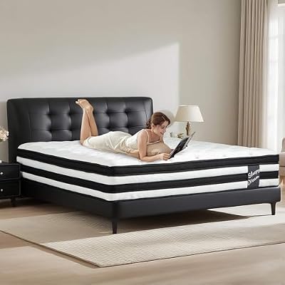 12 Inch King Size Hybrid Mattress Individual Pocket Spring 100 Breathable Memory Foam Knitted Cover