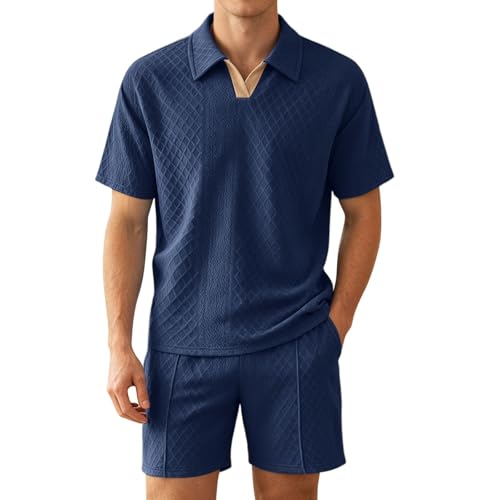 Ensemble manches courtes homme en maille jacquard haut de gamme