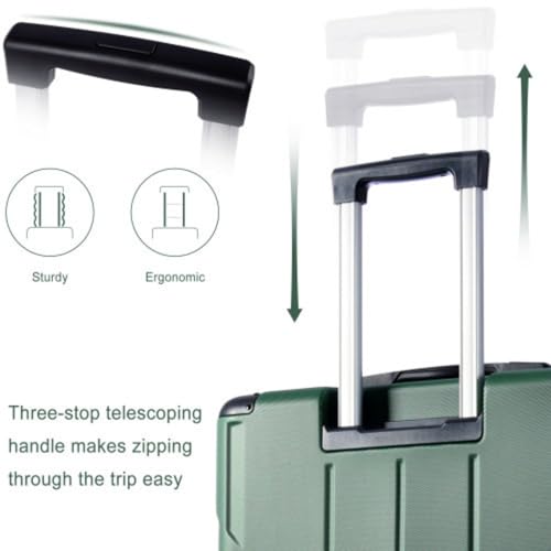 Luggage Set 2 Pieces, Suitcases, Hard Shell ABS, Lightweight Expandable (28 Inches Only) Dual Wheel Suitcase, Carry-on Luggage, Zipper Compartment, TSA Lock, Set of 2 (20/28), Green 5