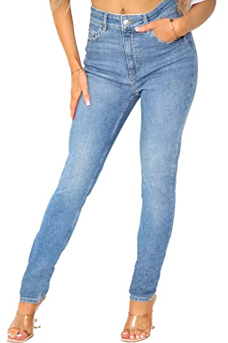 UC Womens Ex High Street Brand Tapered High Waist Jeans Ladies Stretchy Denim - Image 3
