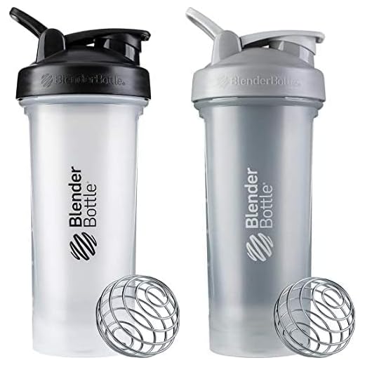 BlenderBottle Classic V2 Shaker Bottle Perfect for Protein Shakes and Pre Workout, 28-Ounce (2 Pack), Clear, Pebble Grey