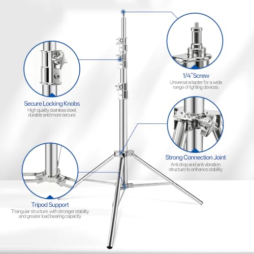 Image of WELLMAKING 12.5ft Light Stand Stainless Steel for Photography Video Studio