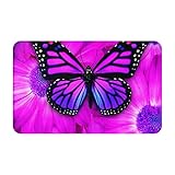JCAKES Lila Schmetterling und Blume rechteckige Teppiche rutschfeste Teppiche, Flächen-Pads für Schlafzimmer Wohnzimmer