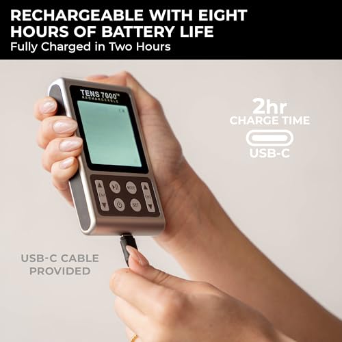 Image of TENS 7000 Rechargeable Elite TENS Unit Muscle Stimulator and Pain Relief Device - Advanced TENS Machine for Effective Back Pain, Nerve Pain and Muscle Pain Relief