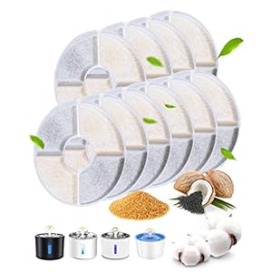 Gemokrt 10pcs Filtros Fuente Gatos, Diam: 12.7cm Filtro Fuente para Gatos Con 4 Capas de Filtrado, Contienen Carbono Activado, Resina de Intercambio Iónico, Gatos Catit Filtro, Perros, Mascota