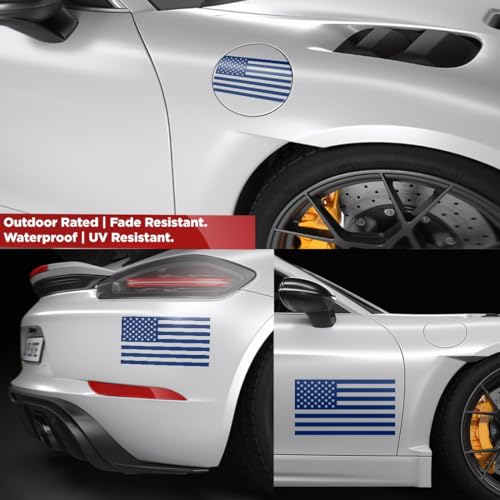 Image of American Flag Vinyl Decal USA Tactical Military Patriotic Subdued (Navy Blue) (Set of 2) Premium Waterproof Vinyl Decal Stickers for Car Truck RV Helmet Bumper Window Laptop Rearview Mirror