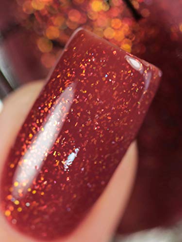 Image of ILNP Cross My Heart - Crisp Rustic Red Holographic Jelly Nail Polish